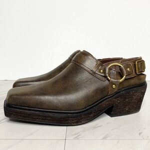 Jeffrey Campbell Rockaways Harness Slingback Brown Leather Mule 6